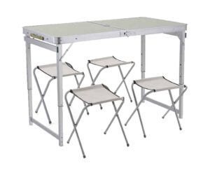 שולחן קמפינג מתקפל + ארבע כסאות מתקפלים